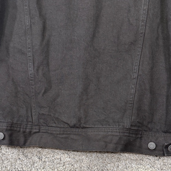 Old Navy Black Denim Sherpa LinedJacket for Men Size Large Collared Trucker Coat - Picture 14 of 16